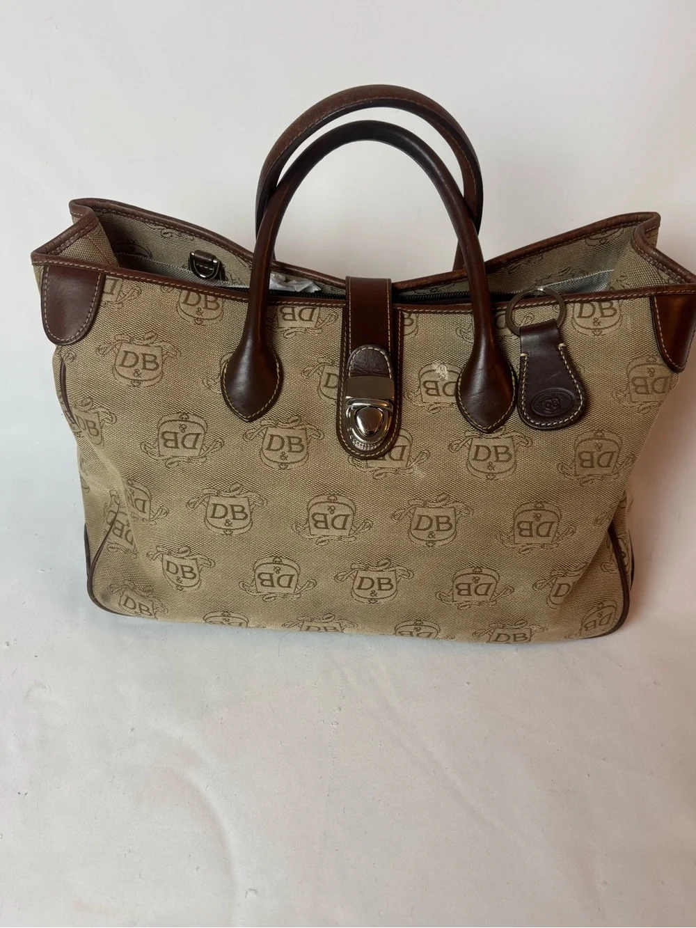 Dooney & Bourke Double Handle Signature Tan & Brown Tote Large Purse DL50C-W8