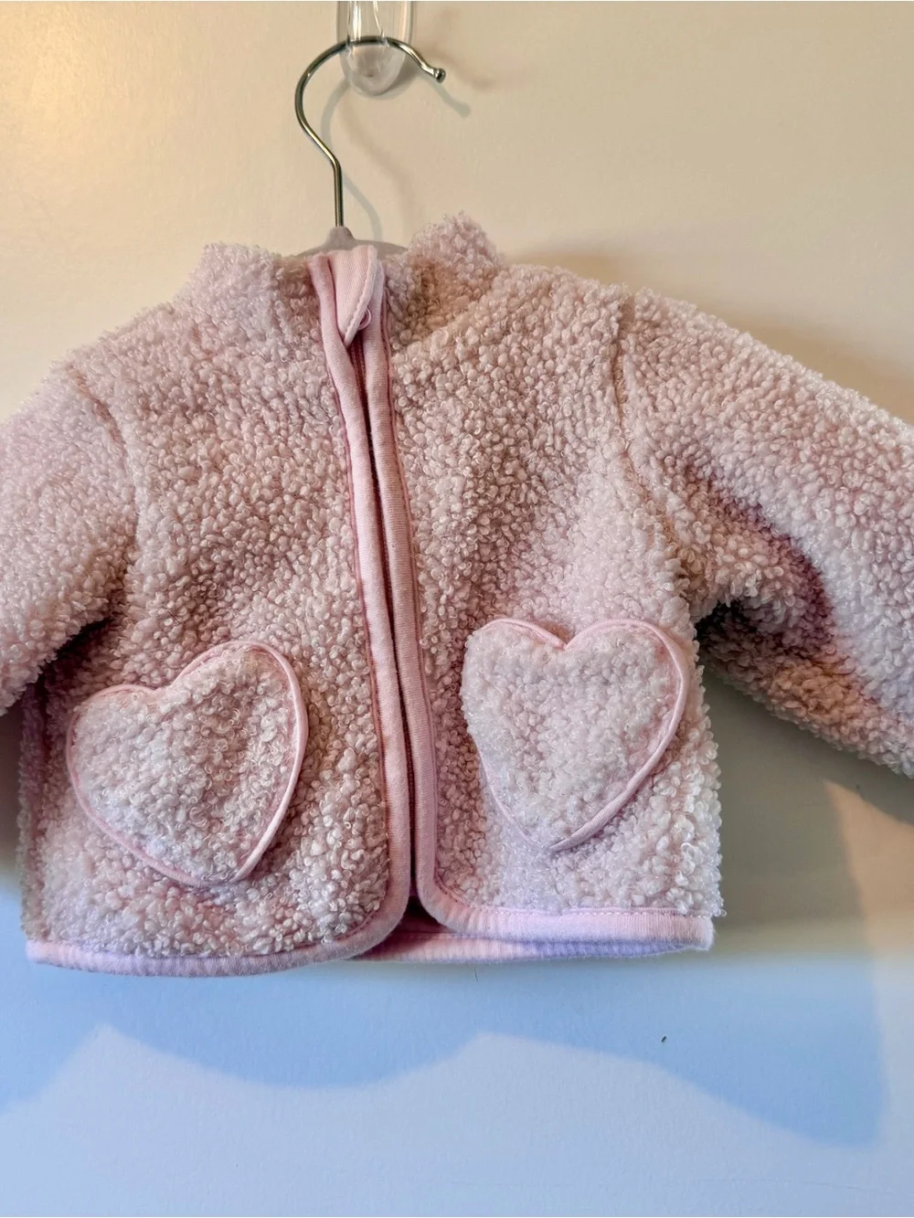 cloud island Light Pink Sherpa Newborn Jacket