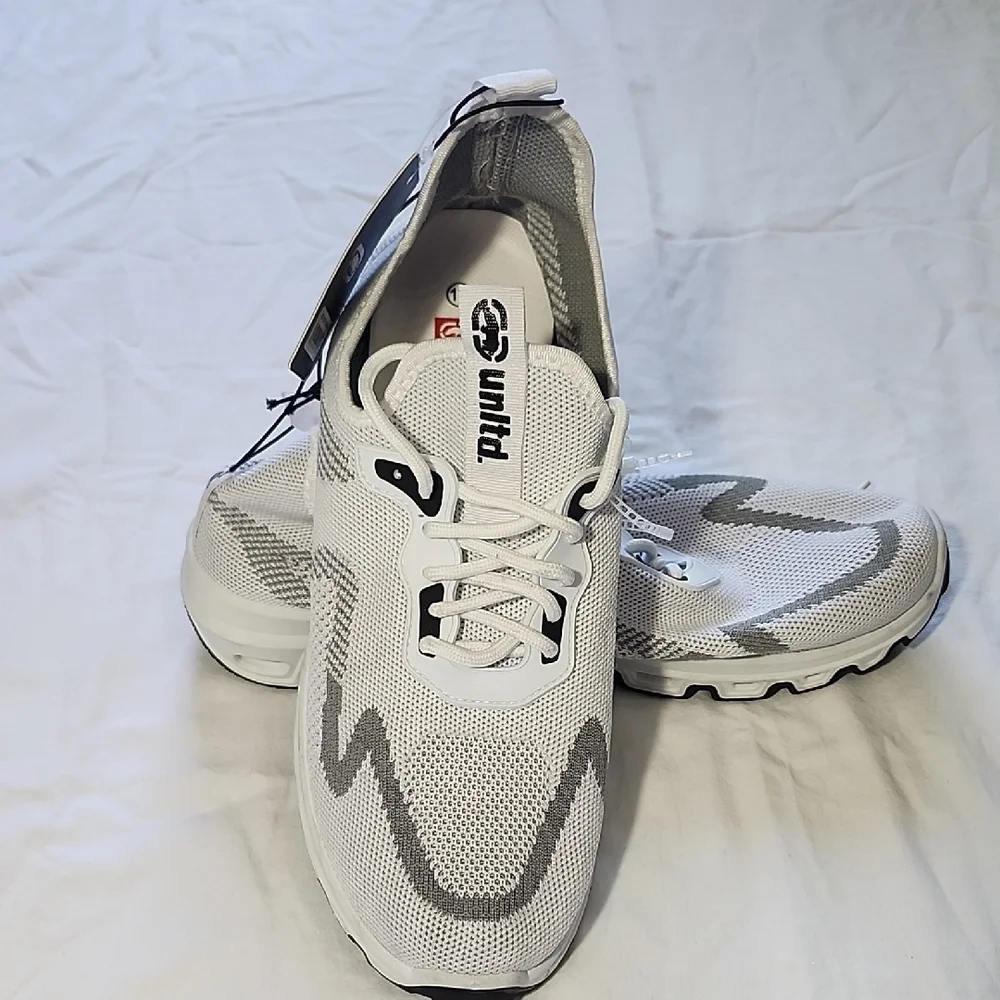 Ecko Unltd White and Gray men's knit athletic sneakers