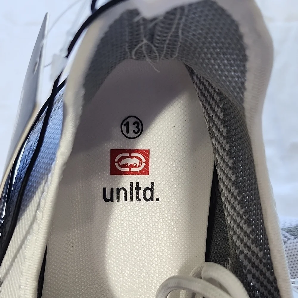 Ecko Unltd White and Gray men's knit athletic sneakers