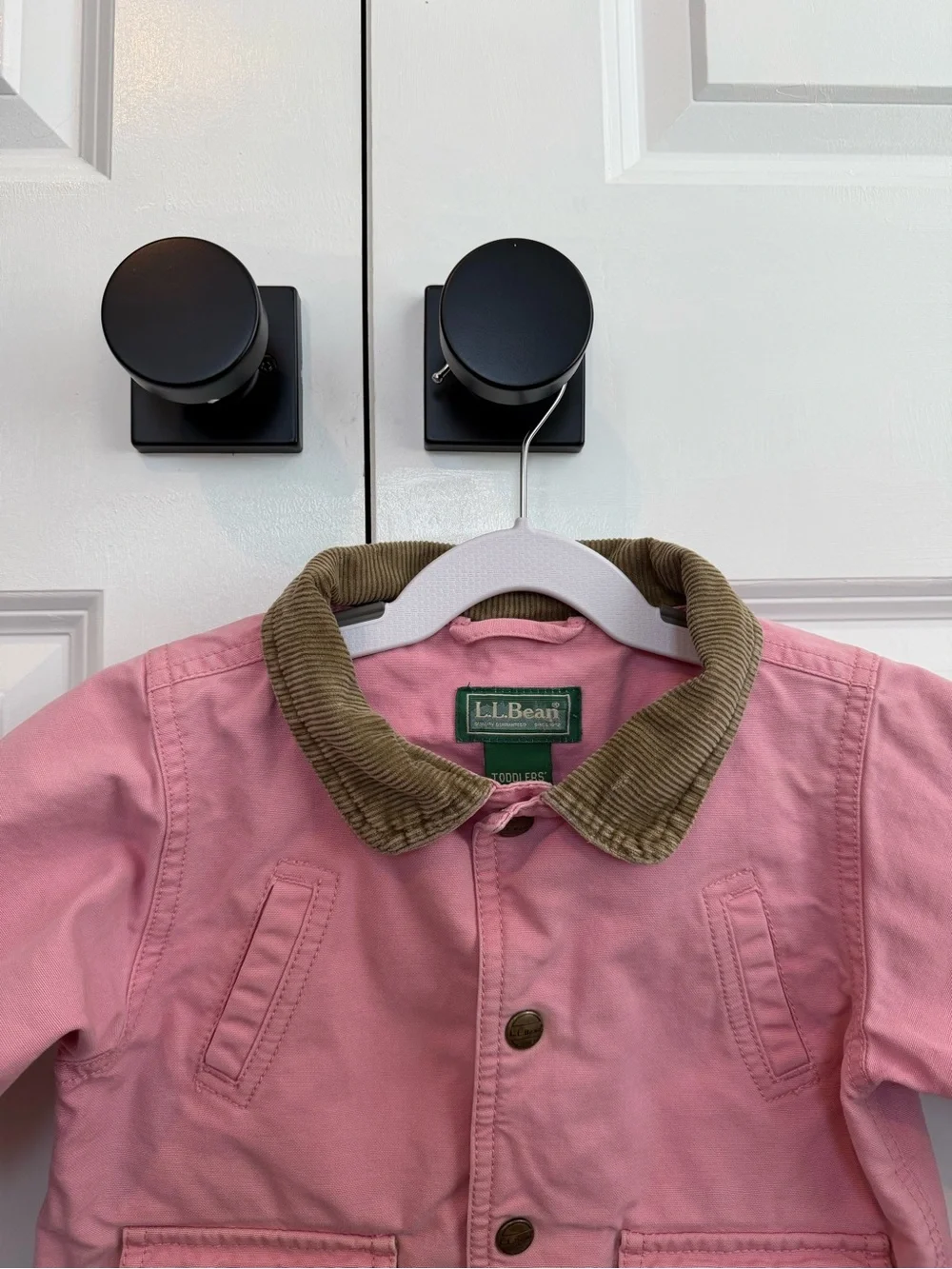 Vintage L.L. Bean Girls Chore Barn Canvas Coat Utility Jacket in Pink Size 2T