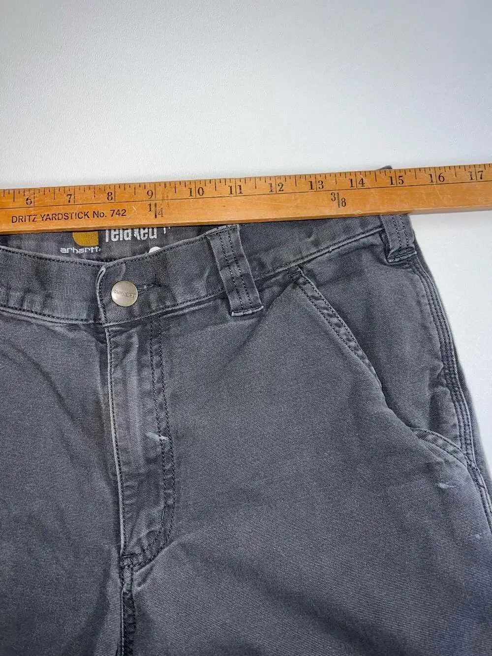 Carhartt Canvas Carpenter Shorts Mens 32 Gray Relaxed Fit Workwear Utility 0323