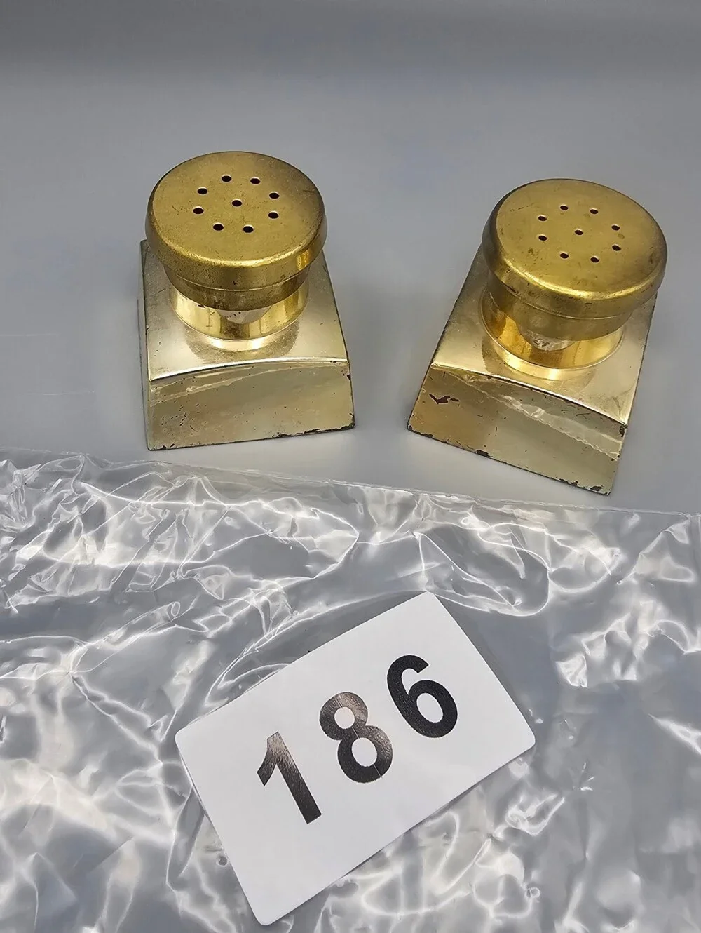Vintage Tarnish Resistant Metal Salt and Pepper Shakers Made in Japan