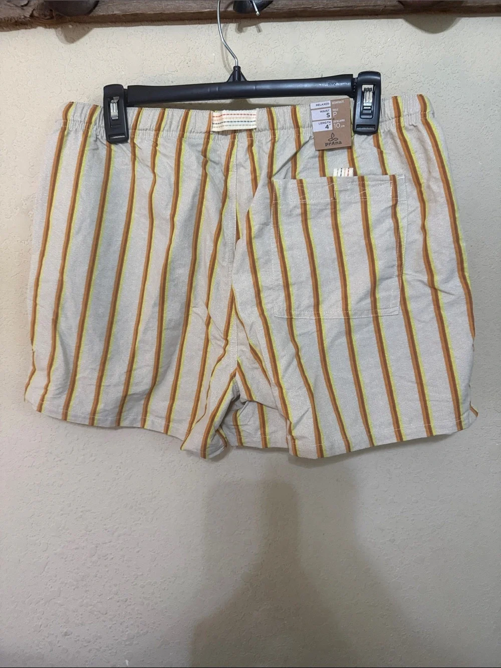 PrAna indigo heritage short Men's Beige Striped Athletic Shorts with Drawstring