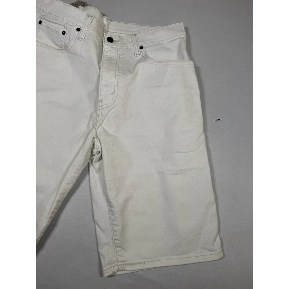 Levis 569 Shorts Mens 32 White Denim Relaxed Fit Bermuda 5 Pocket Zip Fly Casual