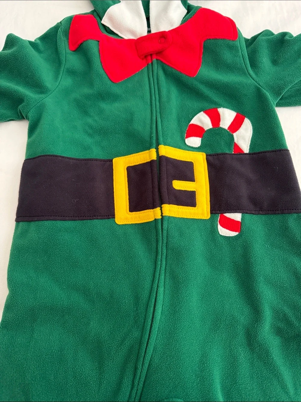 Green Elf Holiday One-Piece with Candy Cane Detail size 2T