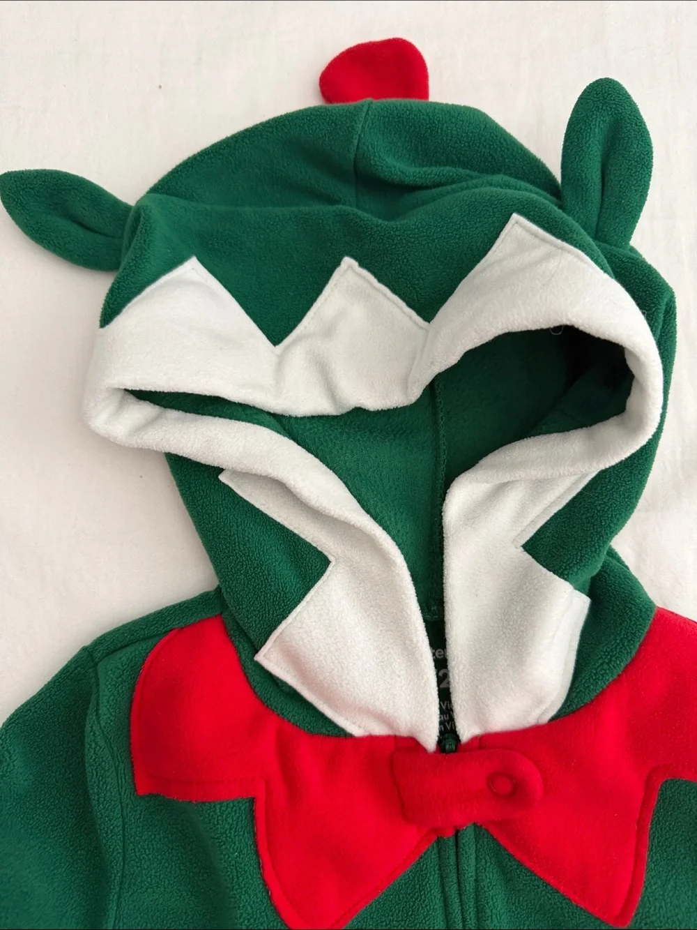 Green Elf Holiday One-Piece with Candy Cane Detail size 2T