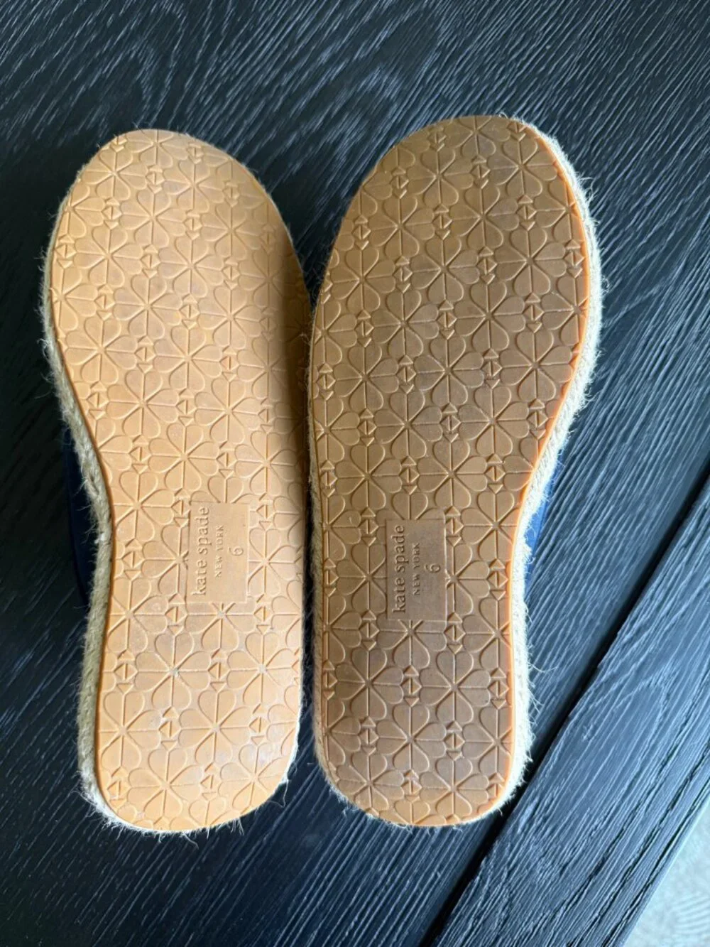 Kate Spade Navy Suede Espadrille Mules Size 6