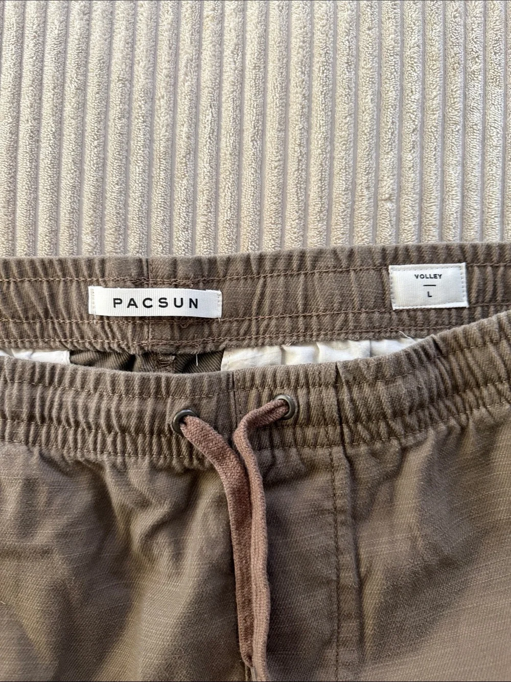 PacSun Men's Olive Brown Elastic Waist Shorts