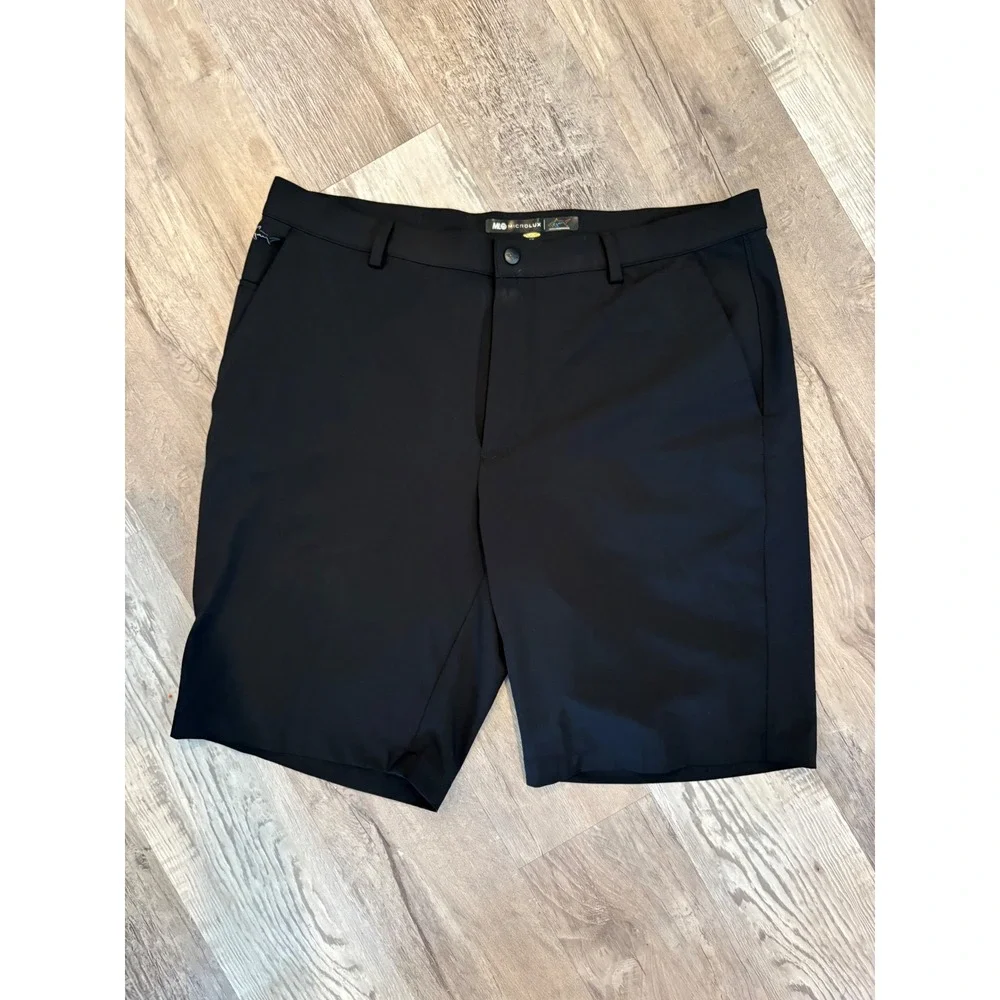 Greg Norman ML75 Microlux Golf Shorts Mens 36 Black Dry Performance Flat Front