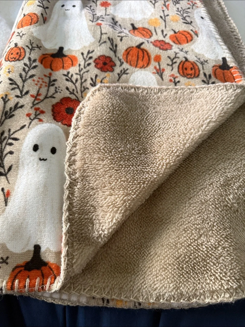 MAGASCHONI Halloween Ghost & Pumpkin P Throw - Beige/White/Orange