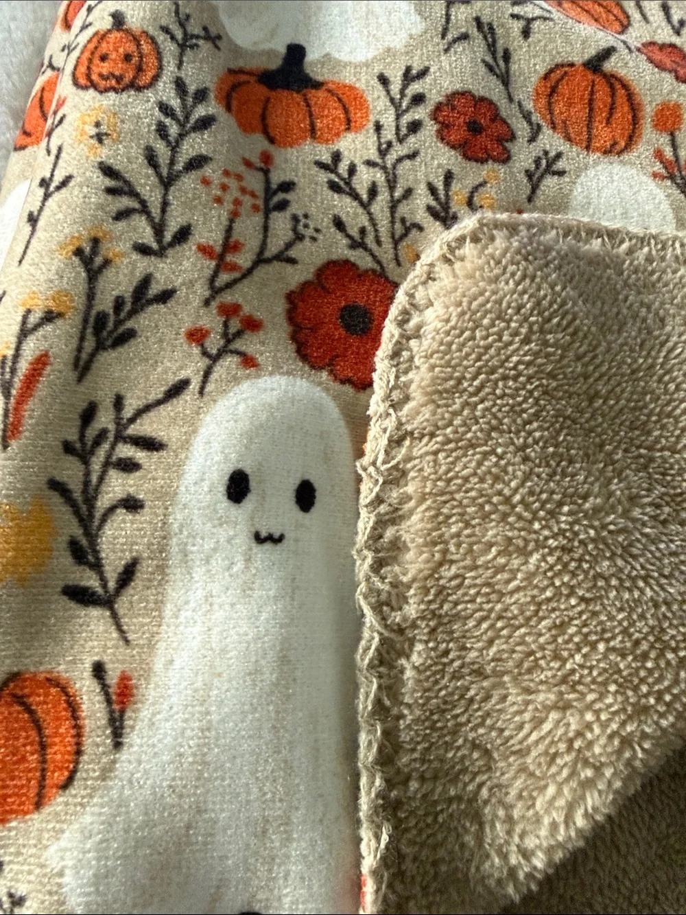 MAGASCHONI Halloween Ghost & Pumpkin P Throw - Beige/White/Orange