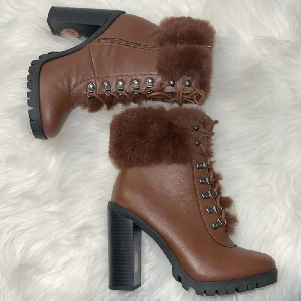 BCBGeneration Womens Pelica Faux Leather Combat & Lace-up Boots Shoes. Sz 7.5M