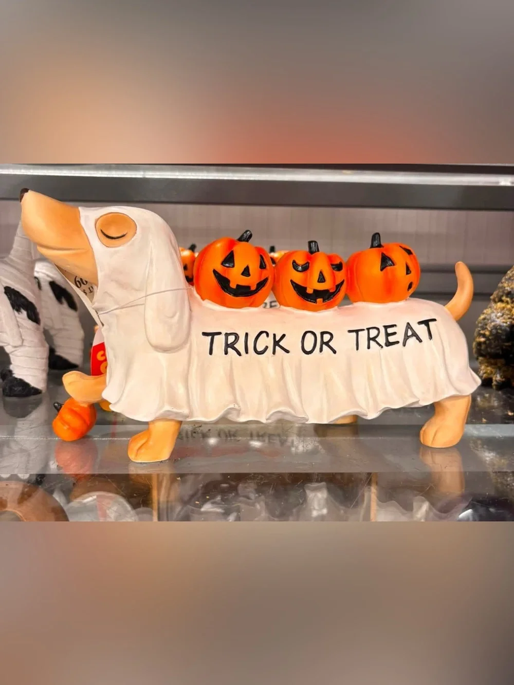 Halloween dachshund  figurine with pumpkins
