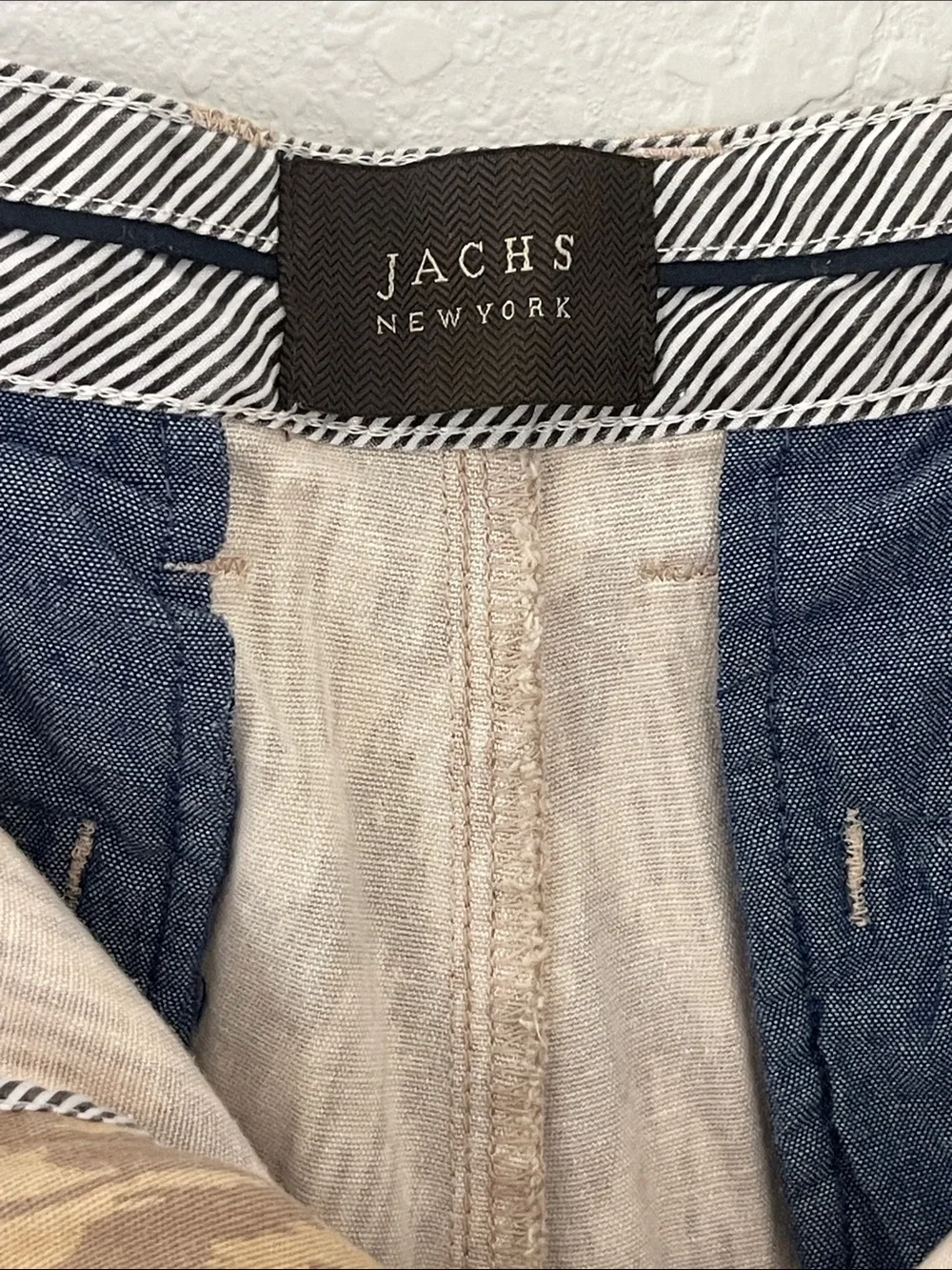 Jachs New York Bleecker Fit Geometric Print Chino Shorts Men’s 33 Khaki Stretch