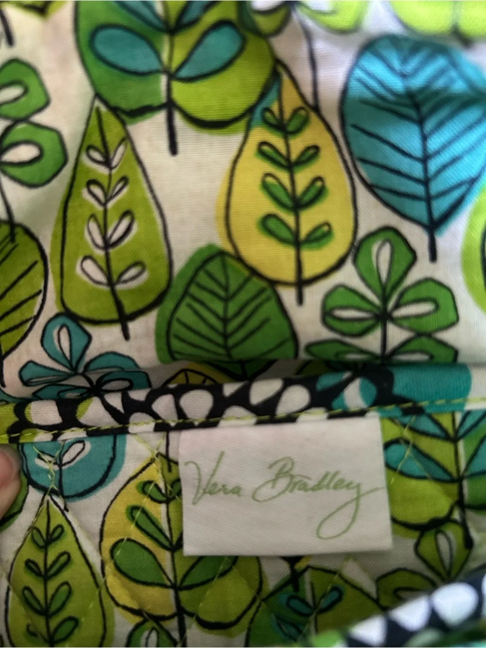 Vera Bradley Green, Yellow & Teal and Black Floral Quilted Tote