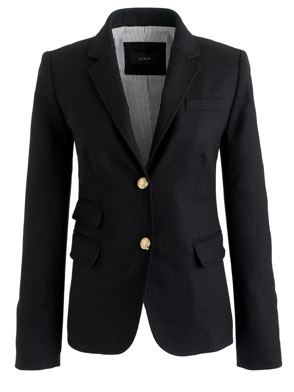 J. Crew Schoolboy Black Wool Blazer Jacket Gold Buttons Size 8