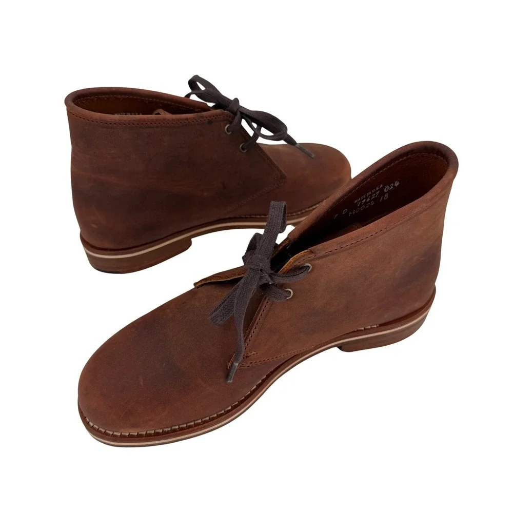 HELM USA Made Pull Up Leather Chukka Boots‎ Brown Heritage Quiet Luxury Mens 7D