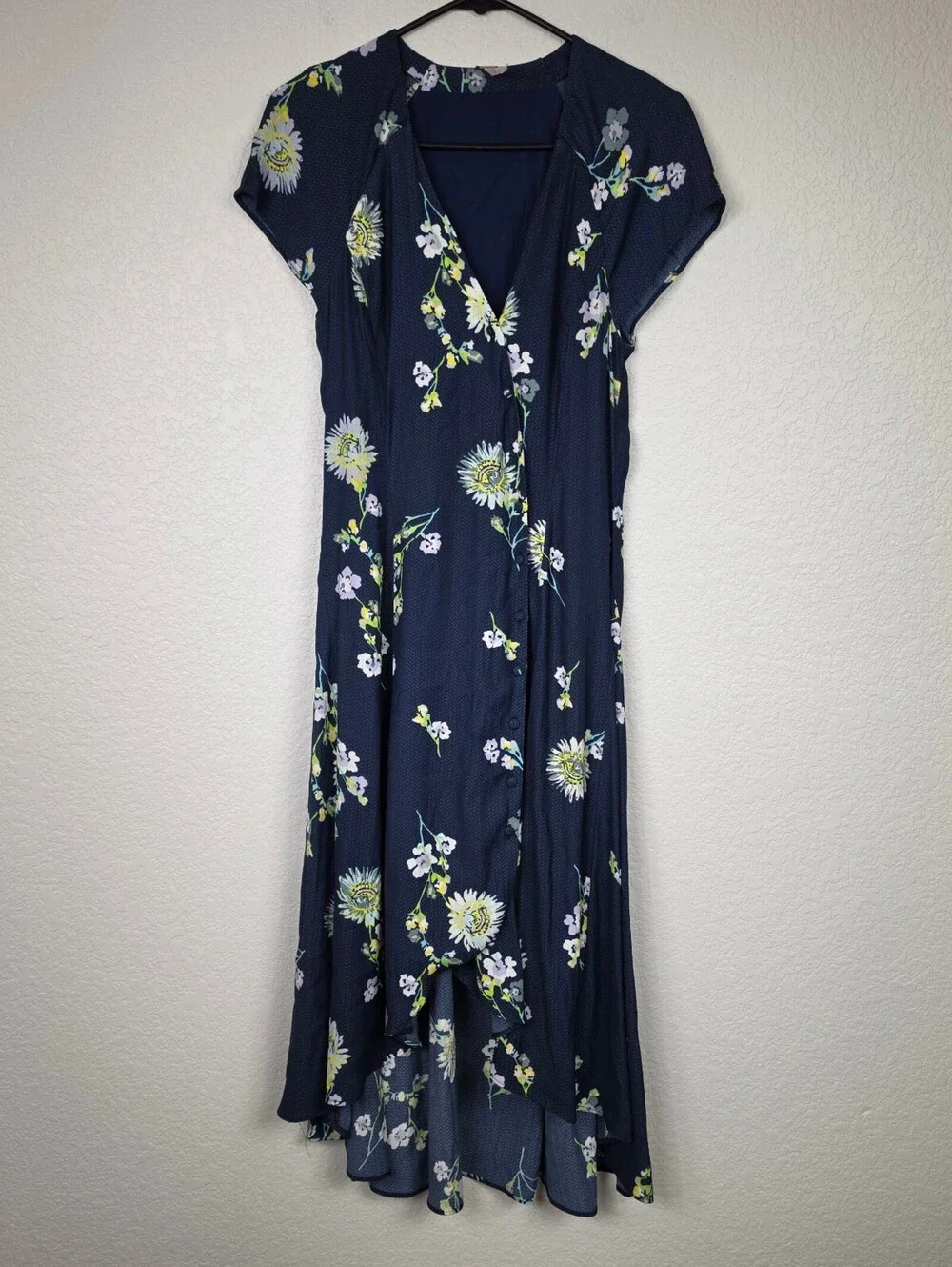 Free People Floral XS Button High Low Dress