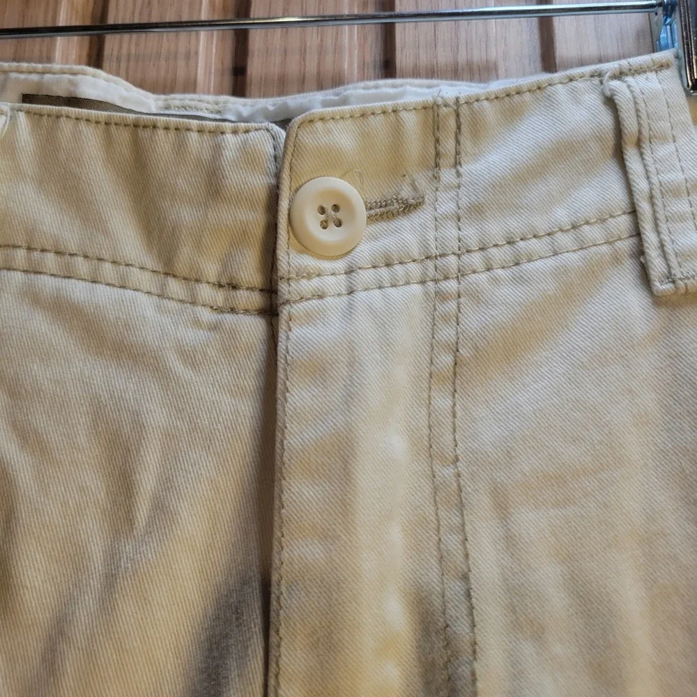 Iron Co. Mens Cream Cotton Twill Cargo Shorts Multi Pocket Utility Workwear 30