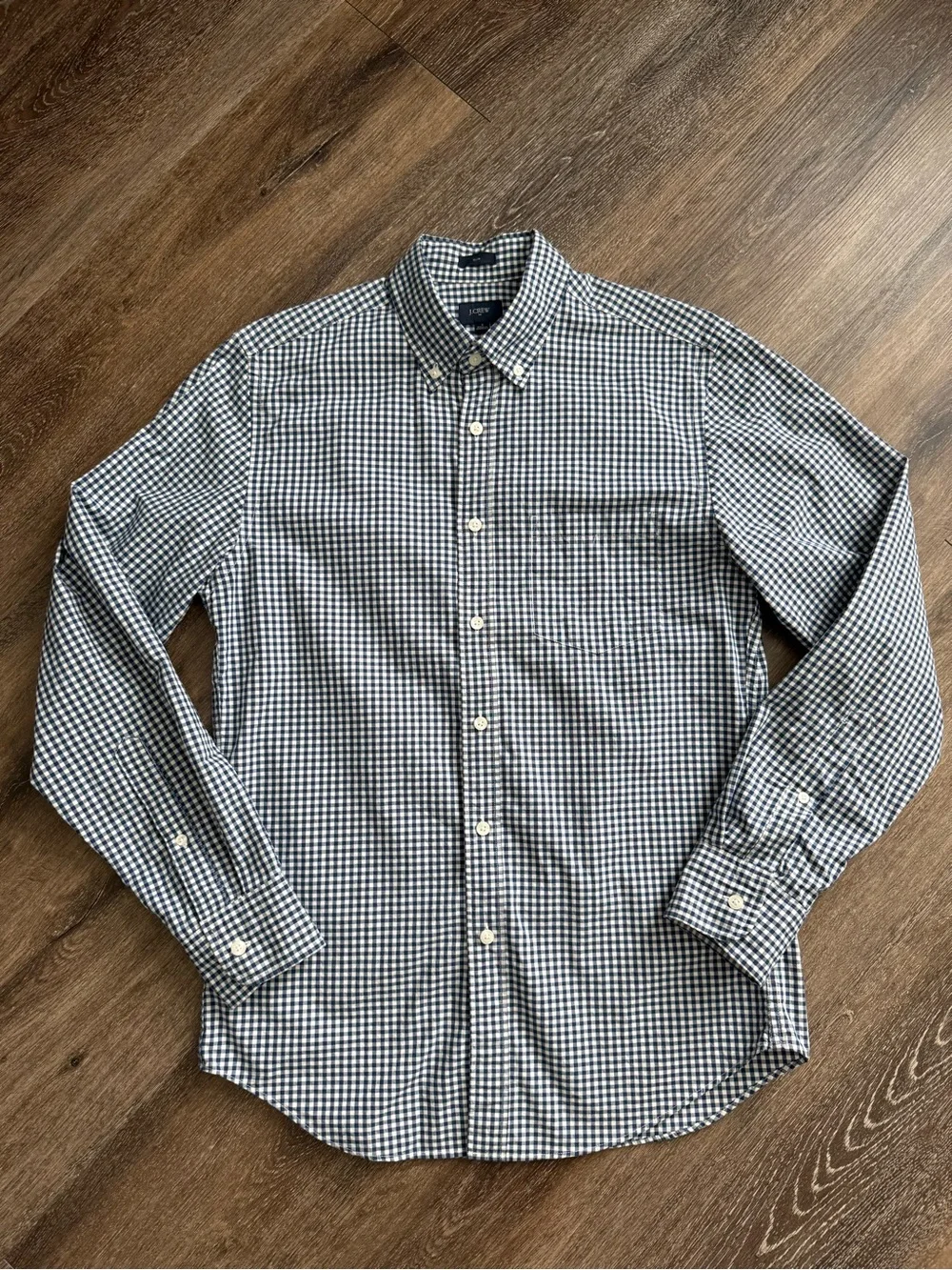 J.Crew Slim Fit Gingham Button-Down Shirt Men’s Small Blue White 100% Cotton NWO