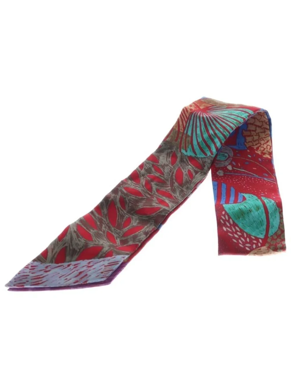 Hermes Twilly Each Nest Building Silk Scarf Red Blue