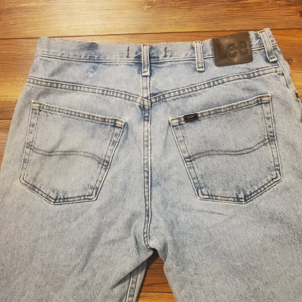 Vintage Y2K Lee Mens Baggy Loose Denim DISTRESSED Jean Shorts Size 34 Jorts