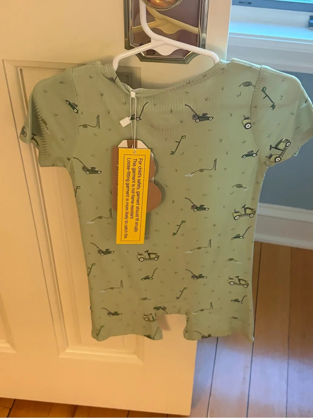 NWT Brave Little Ones Ribbed Bamboo Lawn Mower Print Shortie Baby Romper 18-24M