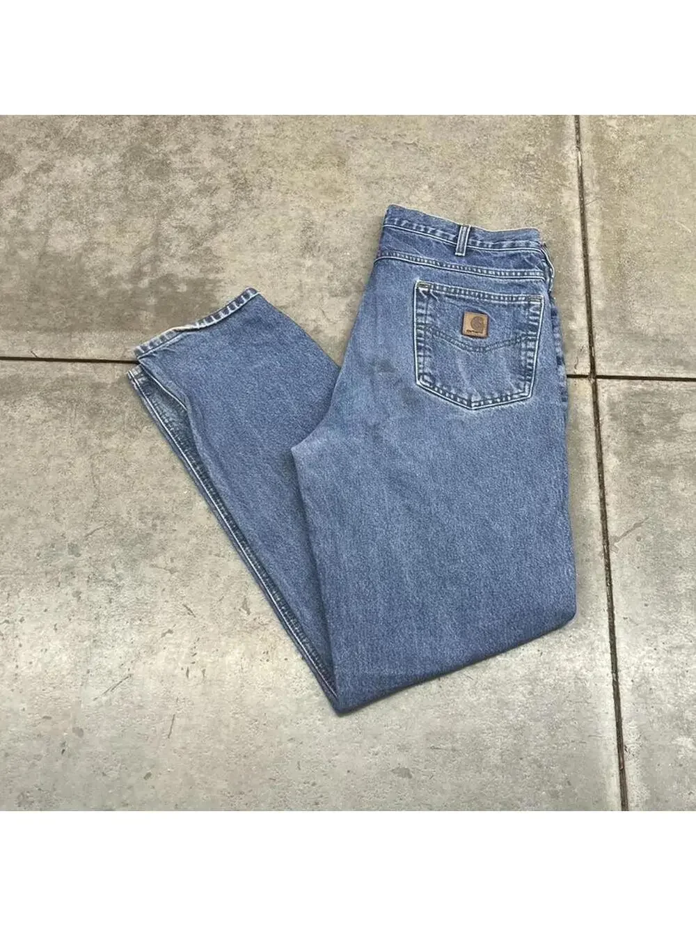 vintage carhartt faded blue relaxed baggy fit jeans size 36 x 34
