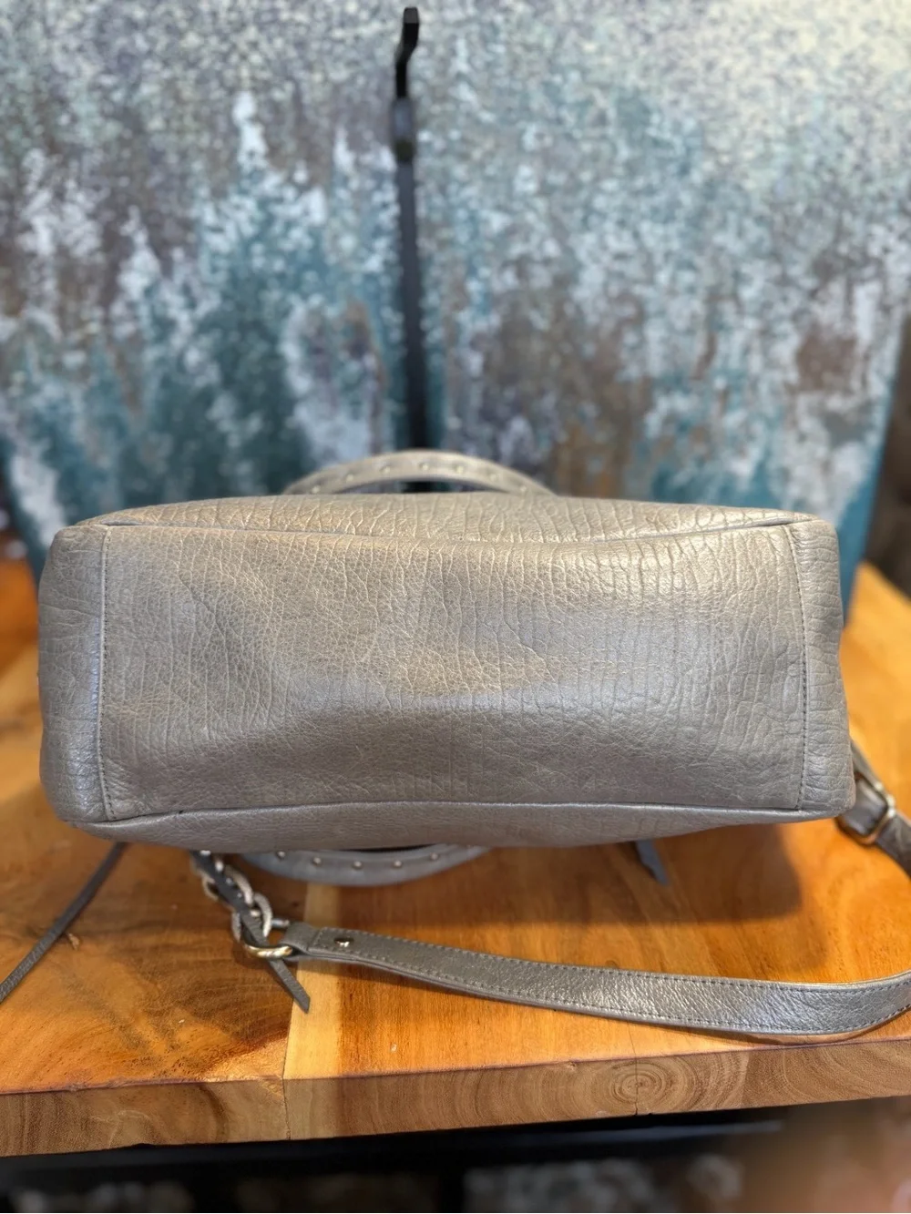 Elliott Lucca Leather Classic 2010s Albertine Metallic Pewter Bag