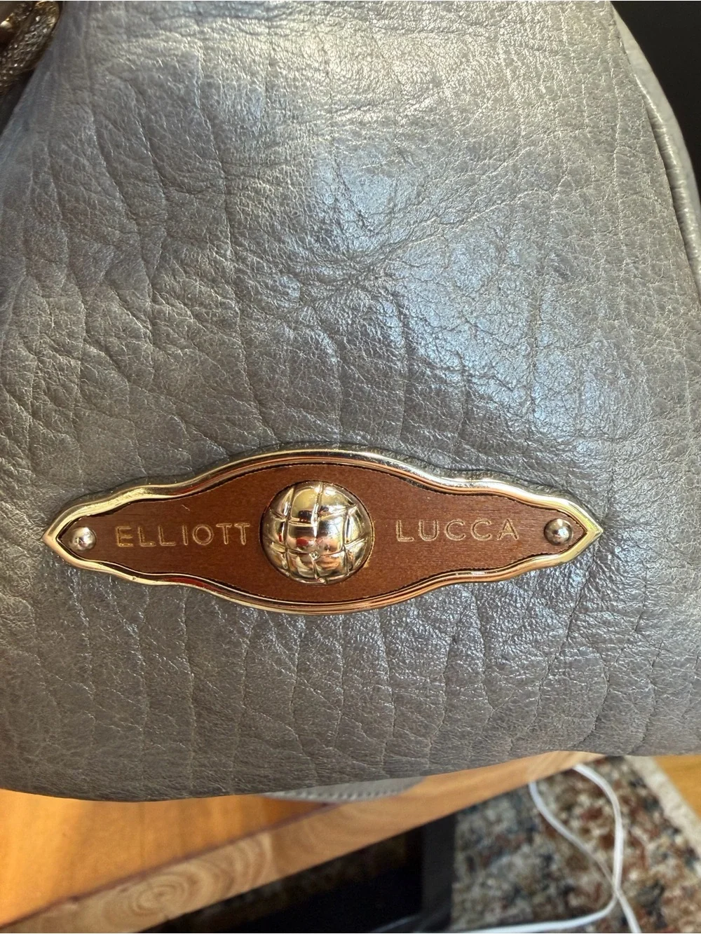 Elliott Lucca Leather Classic 2010s Albertine Metallic Pewter Bag