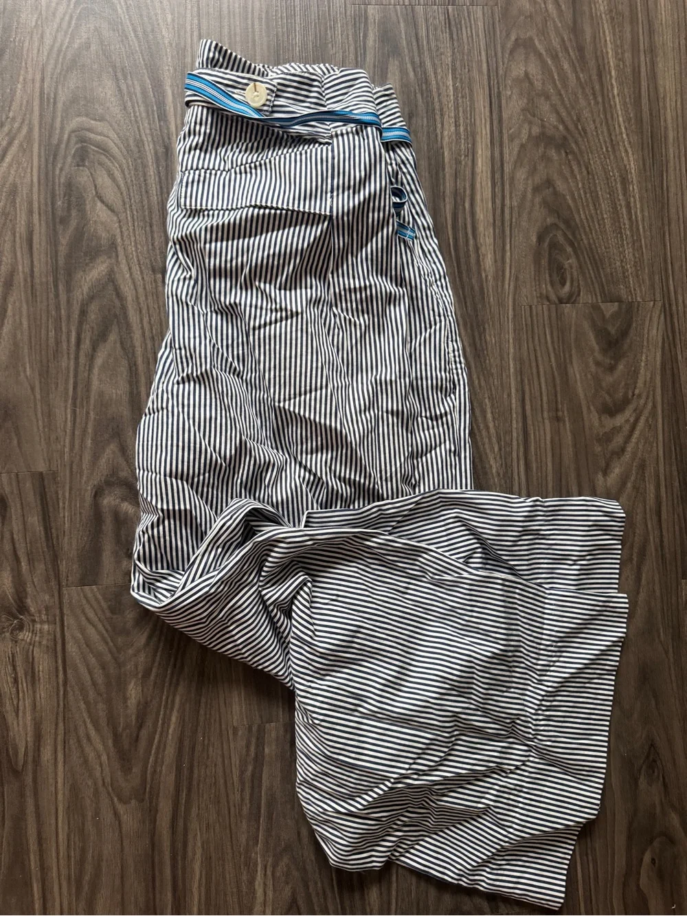 NWT Free People Blue & White Buckle Back Trouser Pants