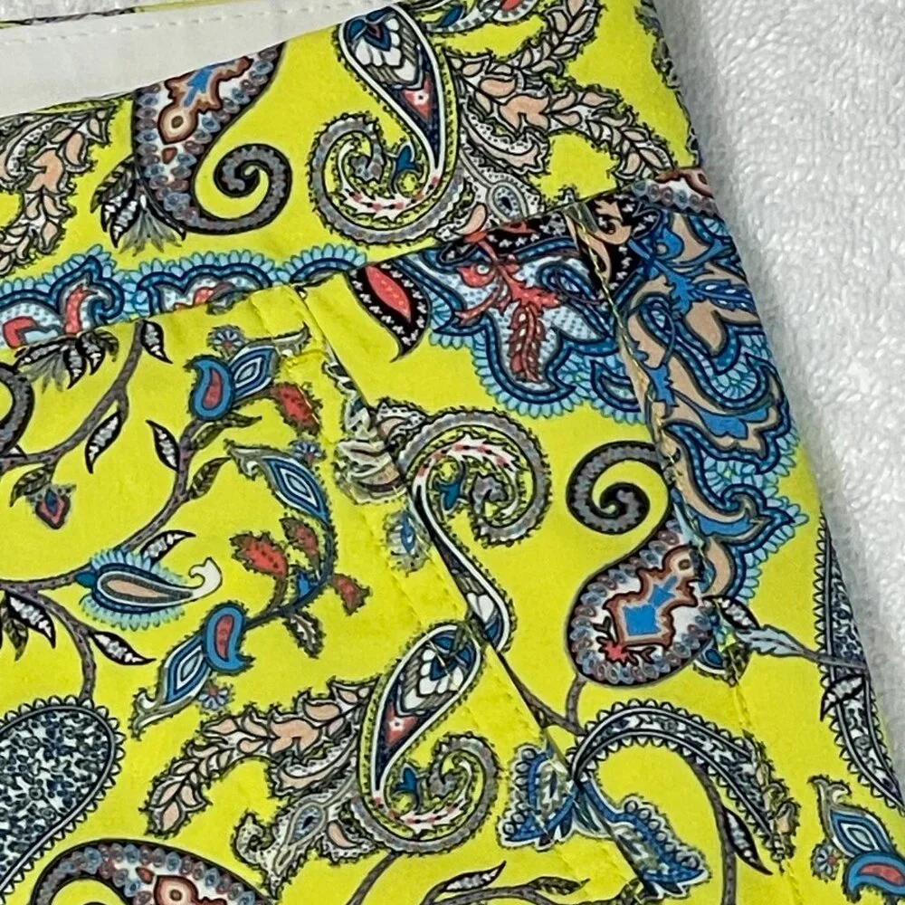 Hreski Mens Golf Shorts 40 Paisley Yellow Multi Color Loud Performance Stretch