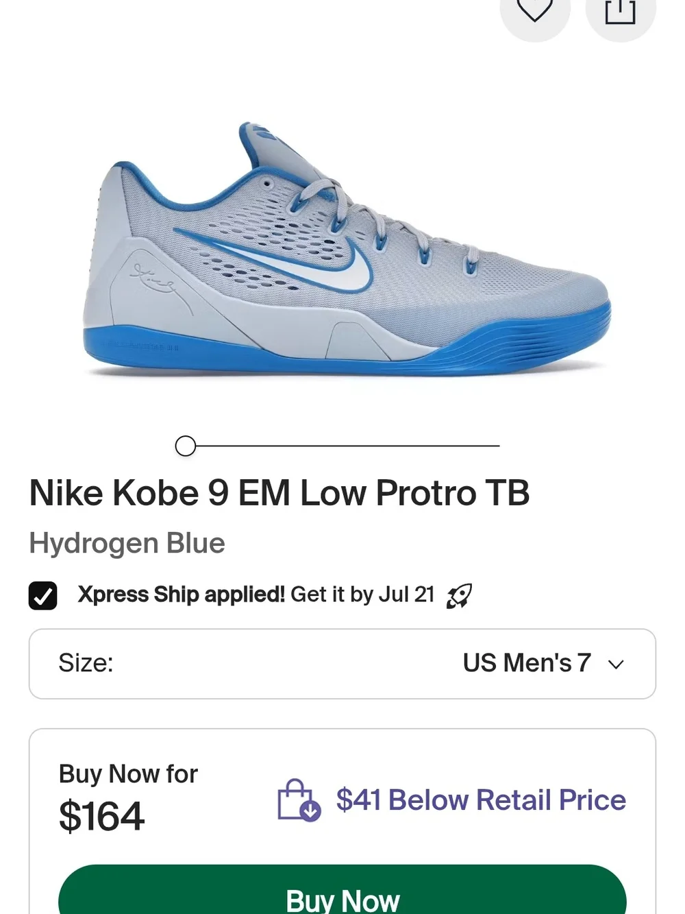 Nike Kobe 9 EM Low Protro - Hydrogen Blue & Light Gray