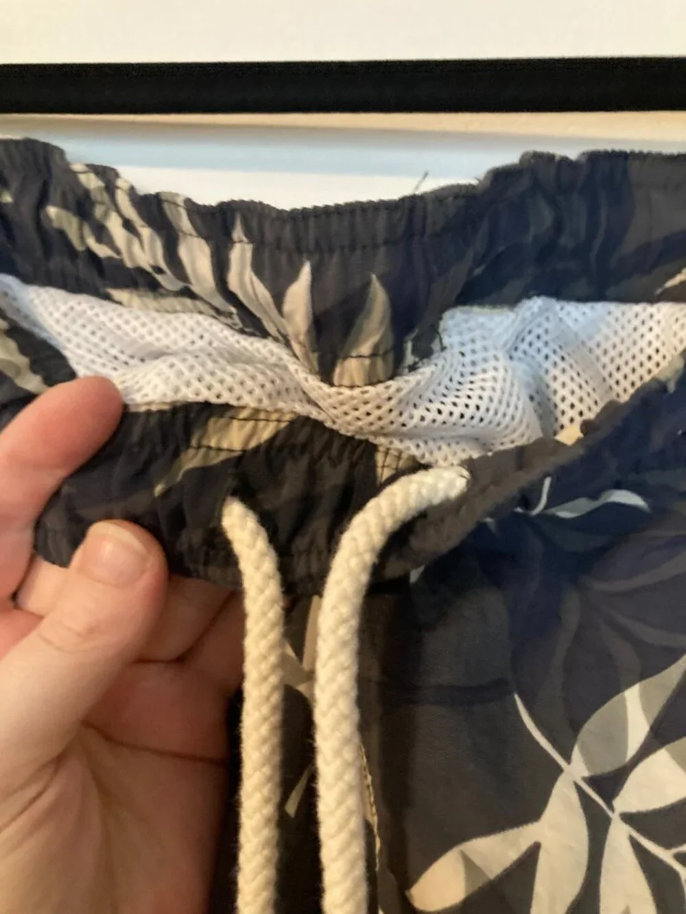 Vintage Tommy Bahama Men's Dark Blue Palm Leaf Print Swim Trunks - Size XXL
