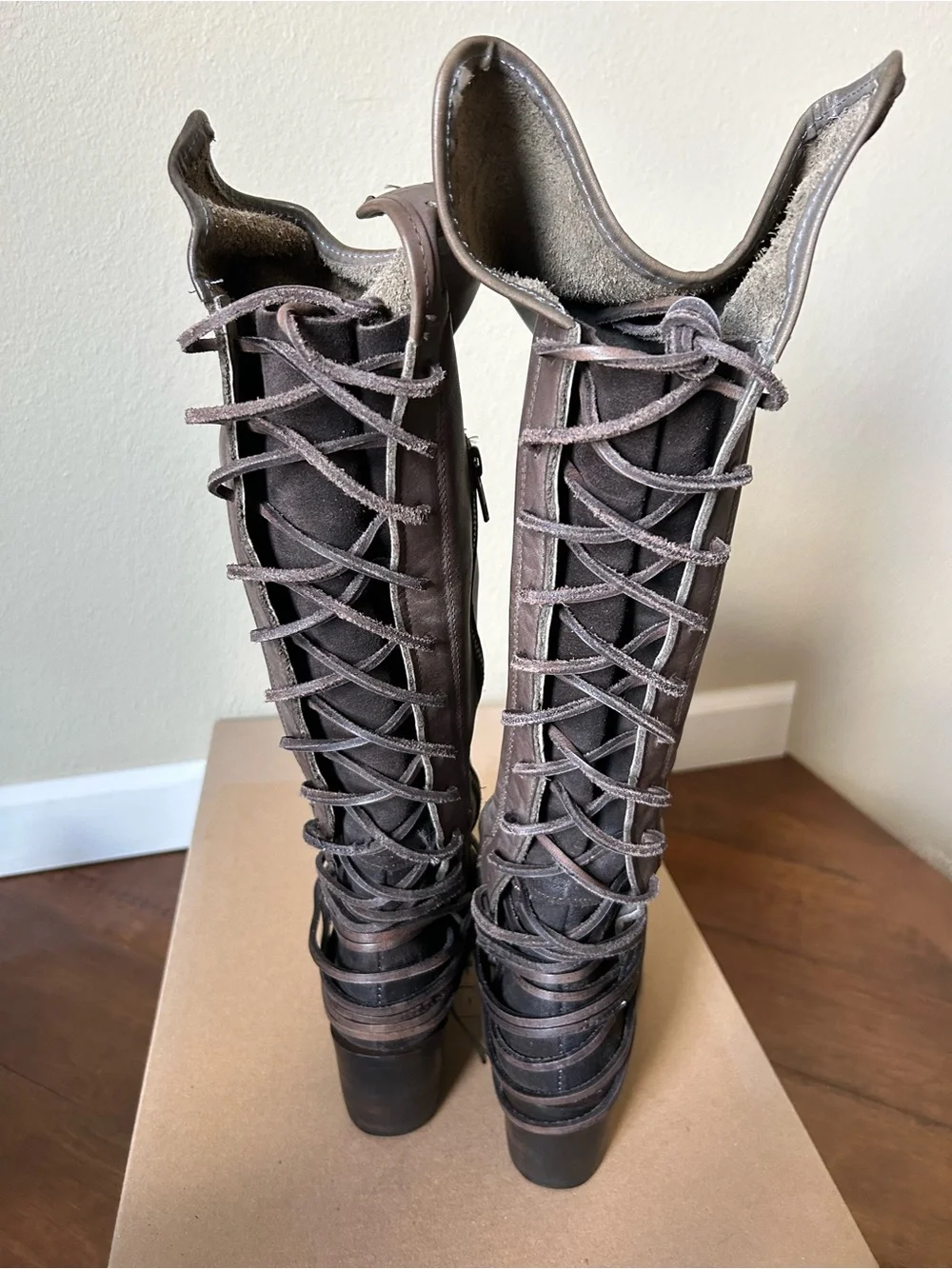 Women's Freebird Tall Lace-Back Leather Boots