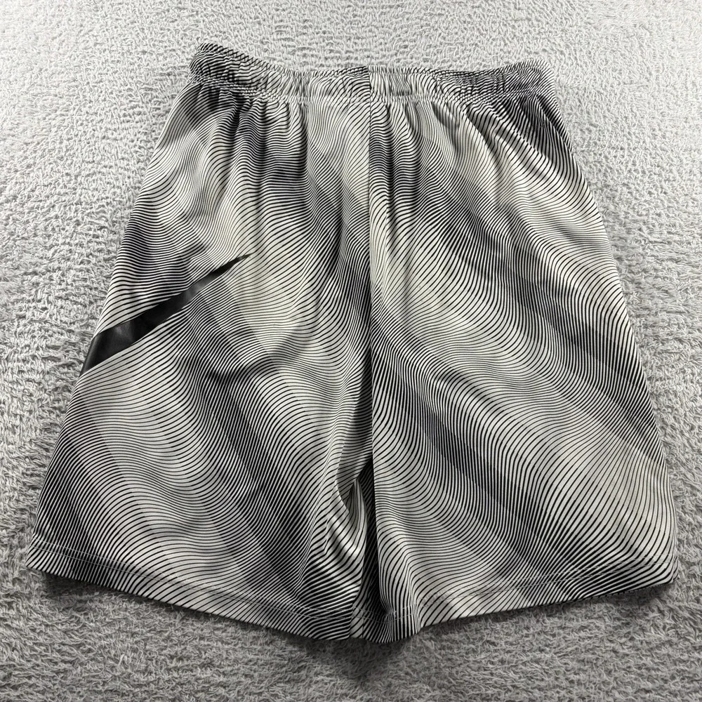Nike Dri Fit Pattern Basketball Shorts Mens Large Black White Wavy Linear Flow