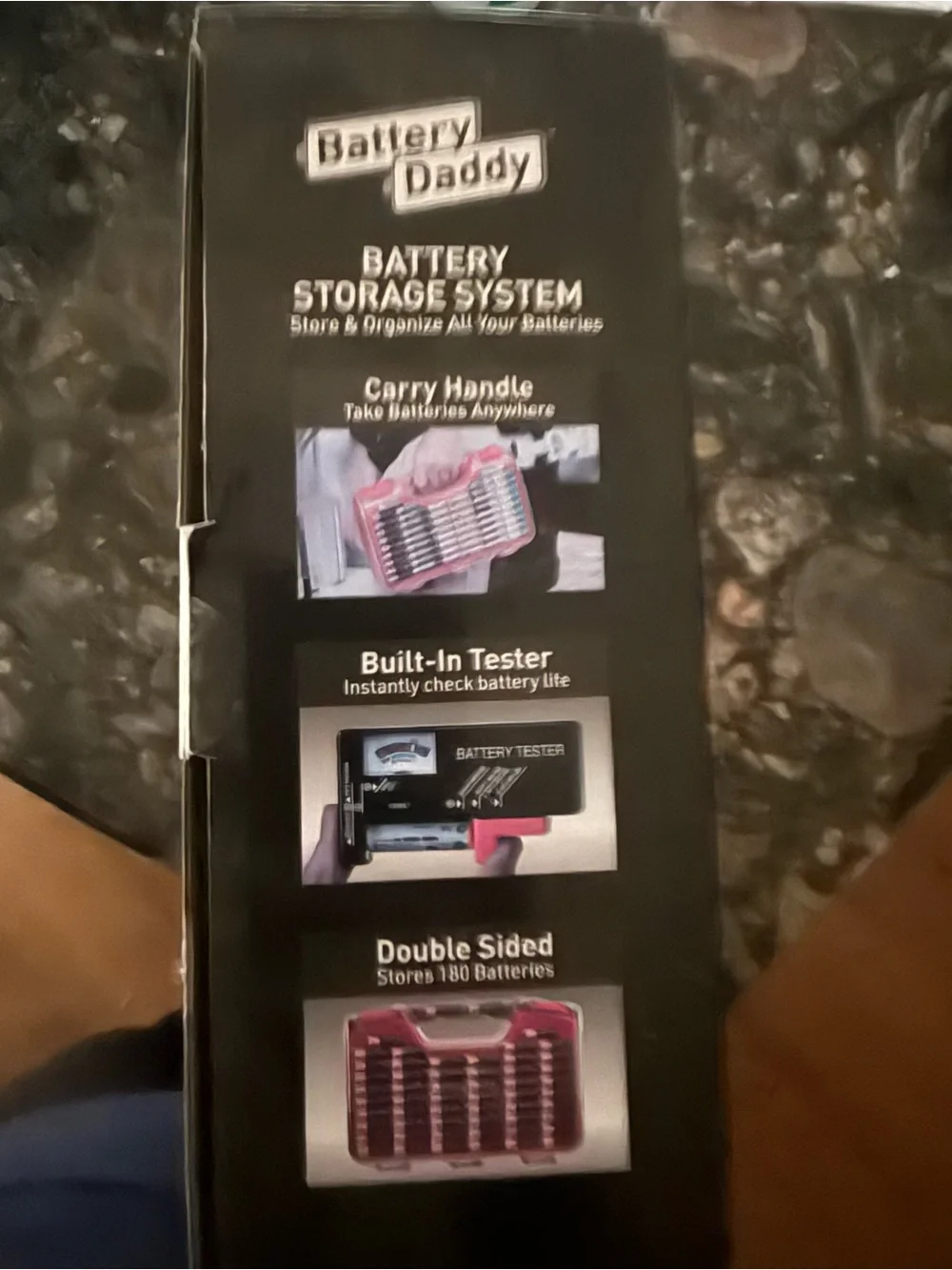 Battery Storage System - Red/Orange Organizer with Built-In Tester