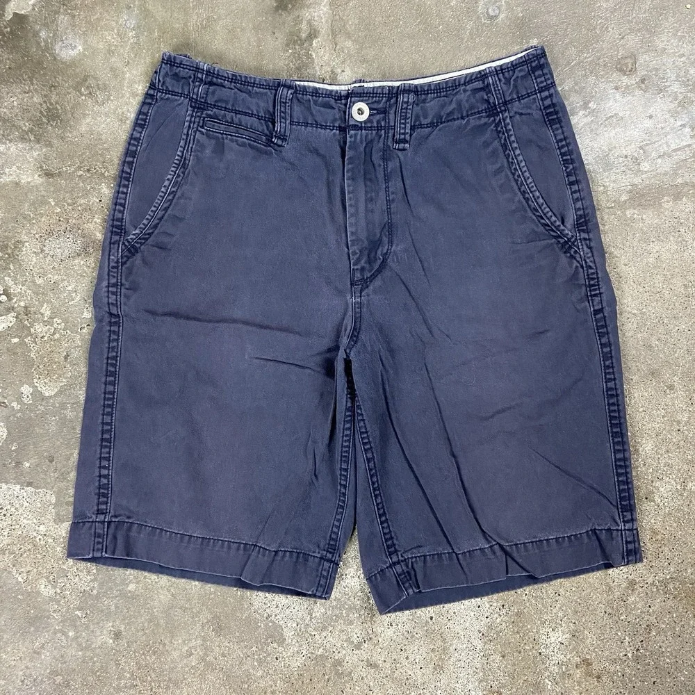 Vintage Y2K American Eagle Chino Shorts Size 34 Gray Longer Length Eagle Logo