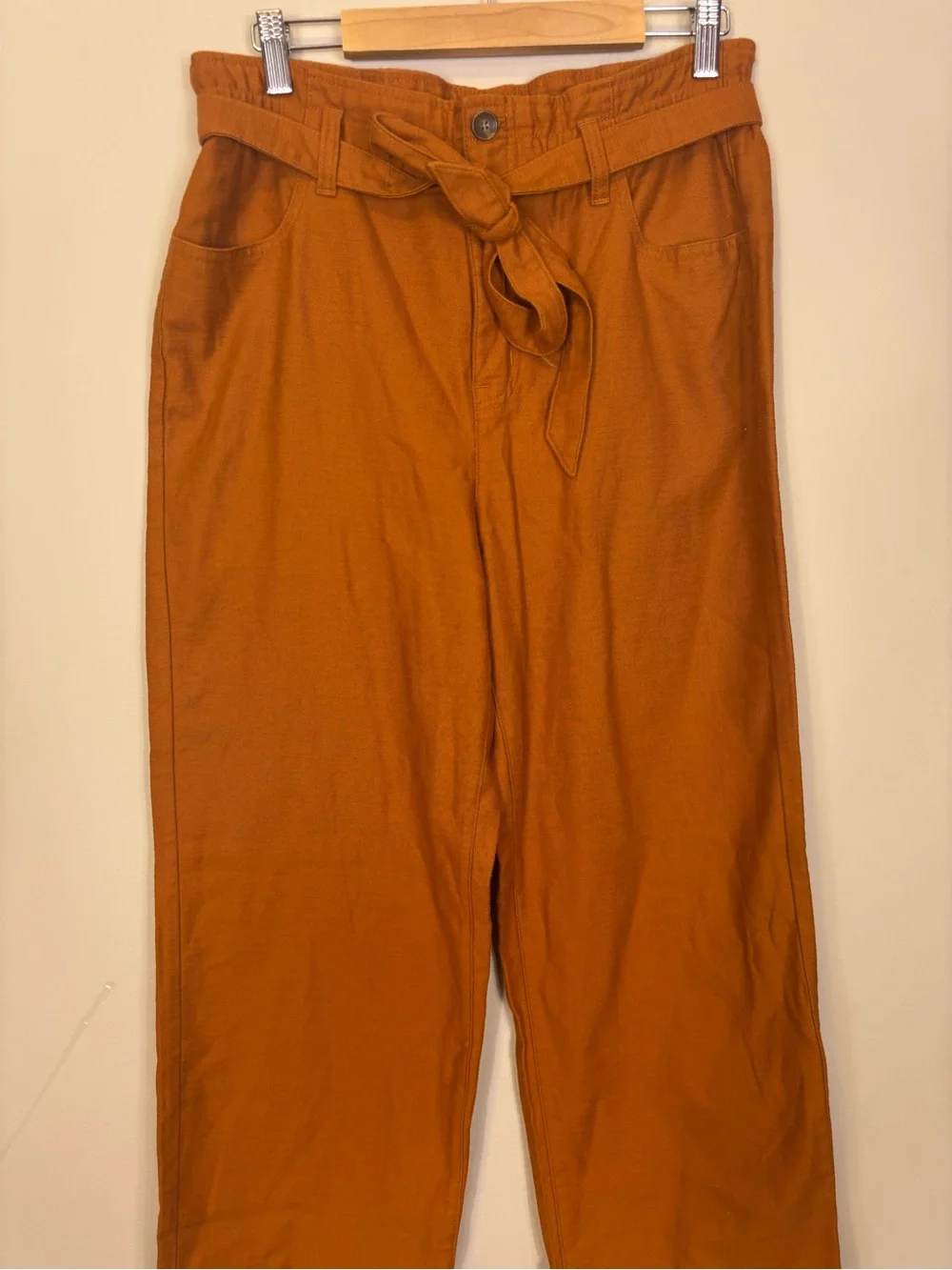J. Crew Rust Orange Straight-Leg Belted Pants Women’s 6