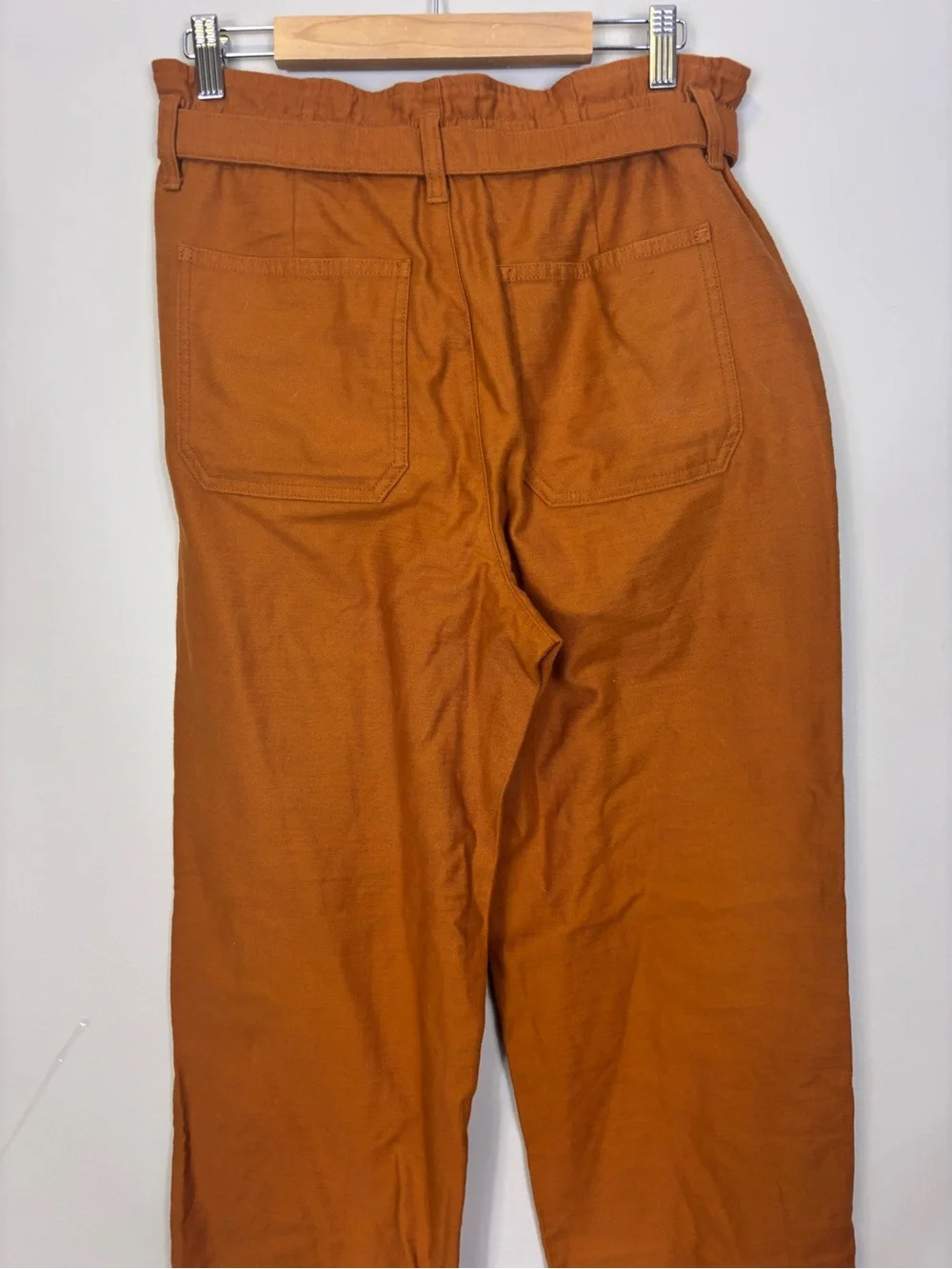 J. Crew Rust Orange Straight-Leg Belted Pants Women’s 6