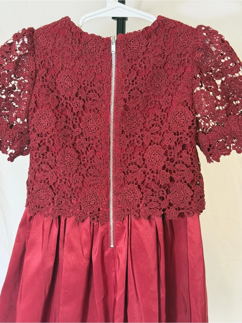 ❤️ Self-Portrait Guipure Lace Silk Dress | Burgundy | Girls 3–4Y ❤️