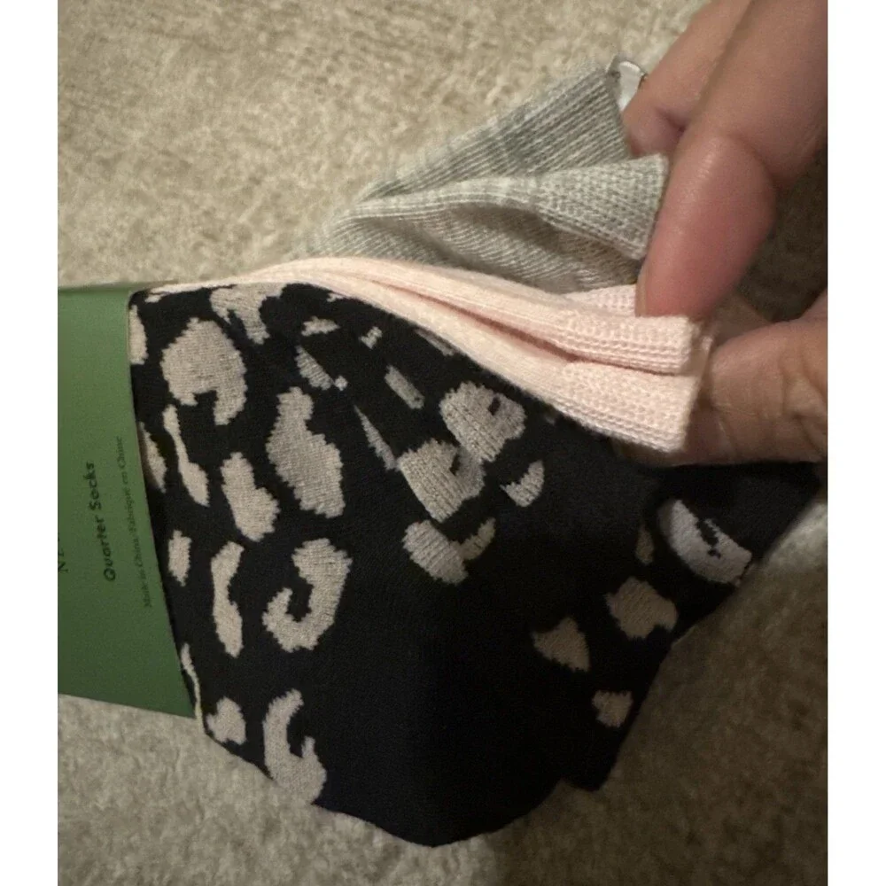 NWT Kate Spade Women Quarter Sock - Pink, Gray, Cheetah - 3Pairs FAST SHIP!! 💨