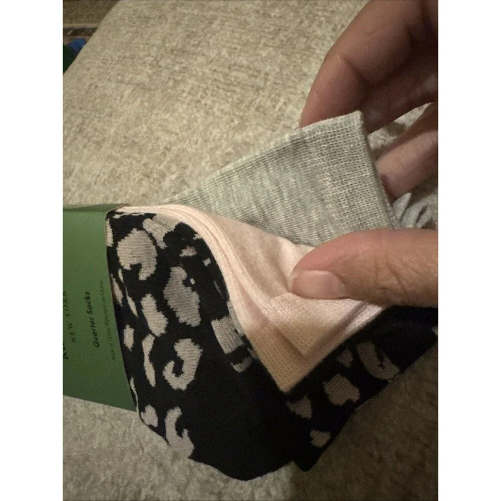 NWT Kate Spade Women Quarter Sock - Pink, Gray, Cheetah - 3Pairs FAST SHIP!! 💨