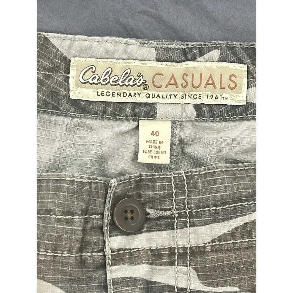 Cabela's Cargo Shorts Men 40 Camo Rip Stop Outdoors Hiking Workwear Pockets