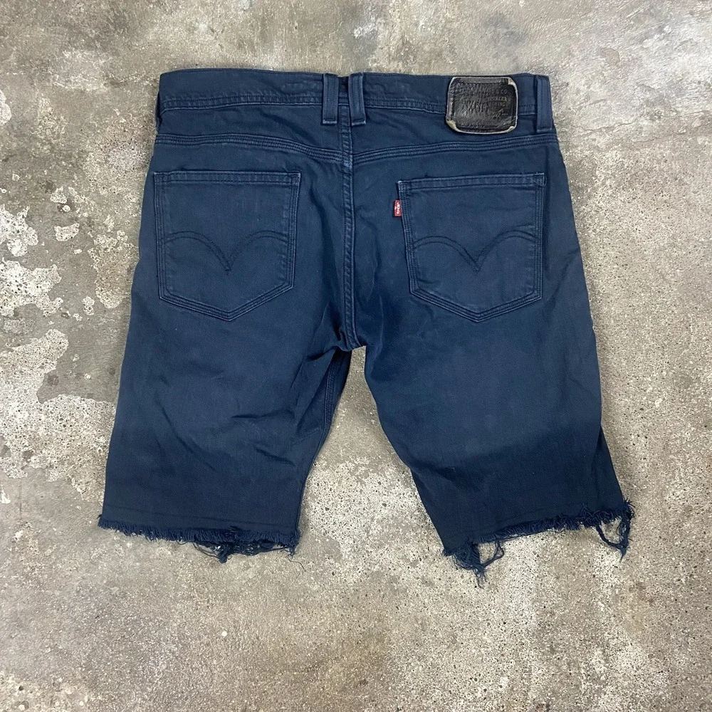 Levi's 511 Jean Shorts Size 32 Black Skinny Fit Distressed Cutoff Casual Wear