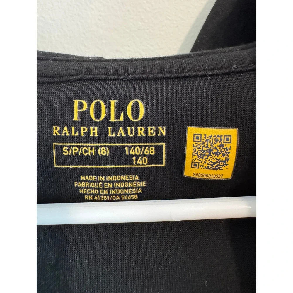 Polo Ralph Lauren Zip Up Hoodie Boys Size 8 Black Embroidered Pony Logo