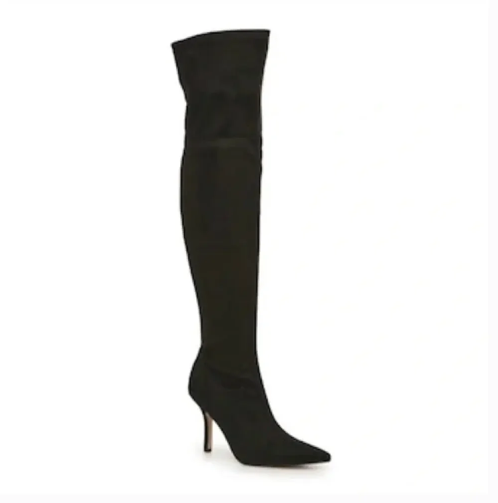 Marc Fisher Tiago Over the Knee Boots 8.5 Black NEW Tall Heel Glam OTK