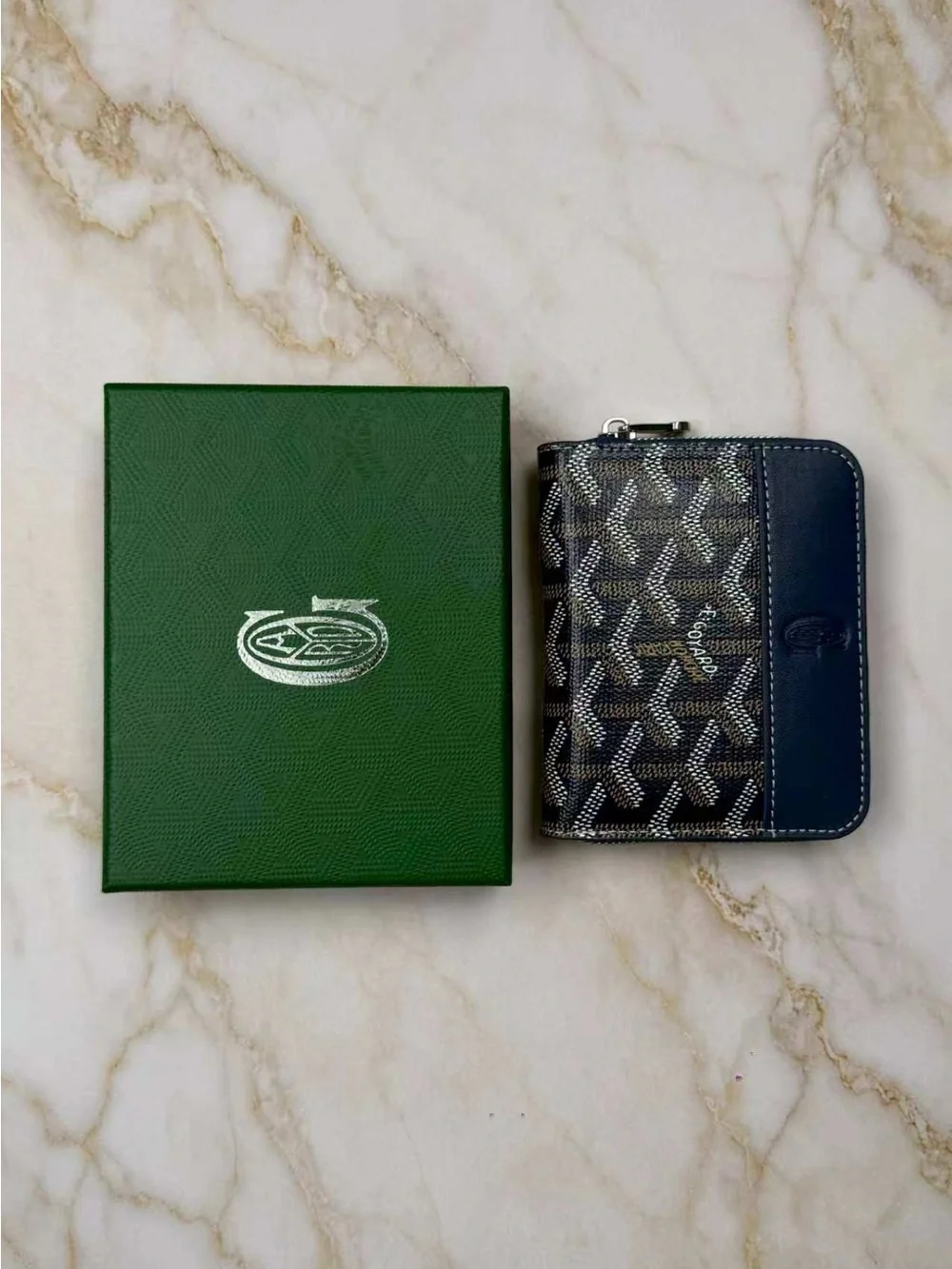 Goyard Black and Brown Coated Canvas Zip Card Holder