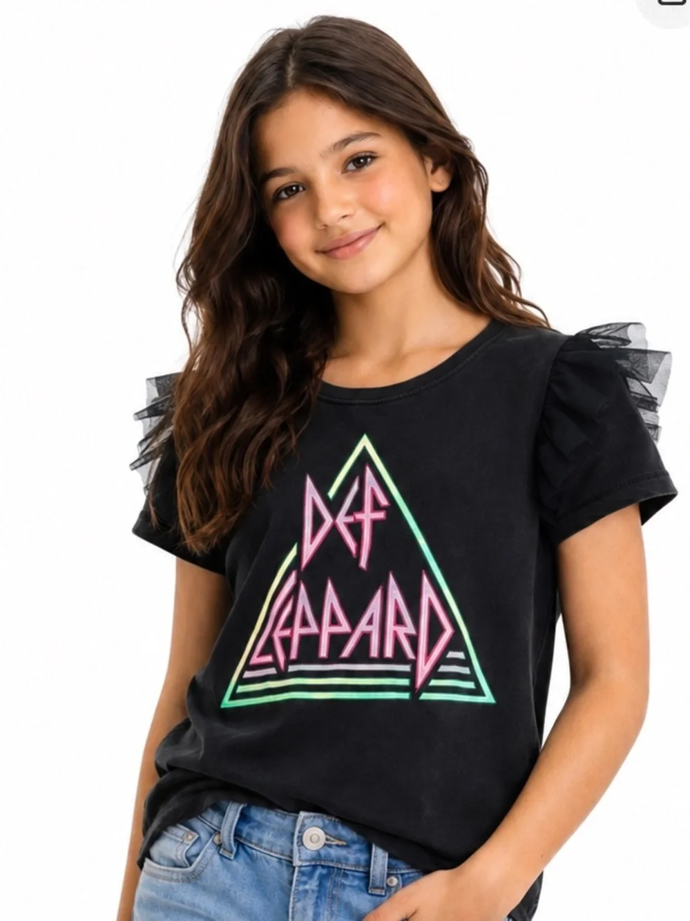Cotton On Black Graphic Tee with Neon Design